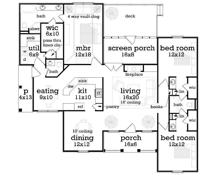 Floor Plan image of Blairwood - 1635 House Plan